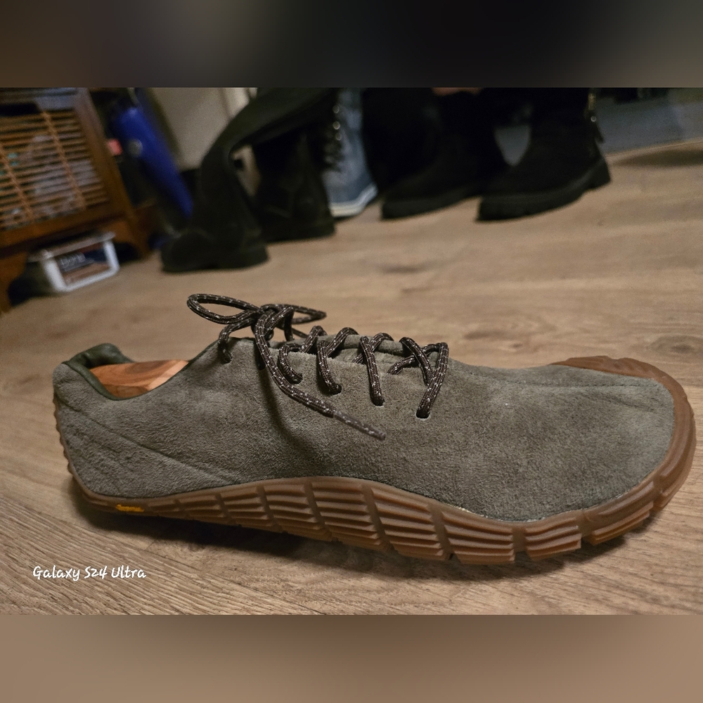 Merrell Move Glove Olive Suede Trail Barefoot Running Shoes 11.5 men's US.